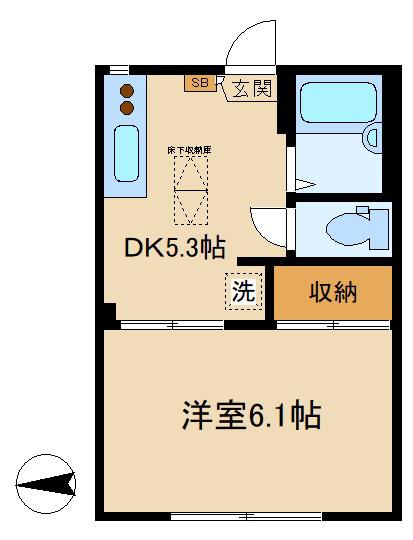 ドムス久我山A(1DK/1階)の間取り写真