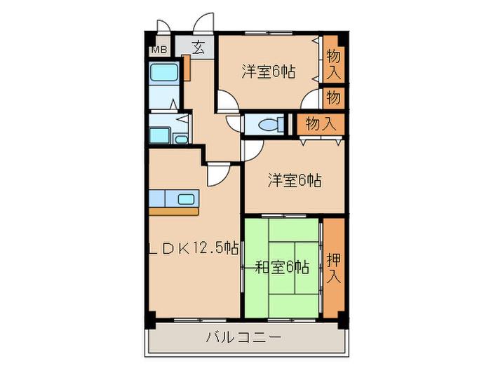 パークドエル(3LDK/1階)の間取り写真