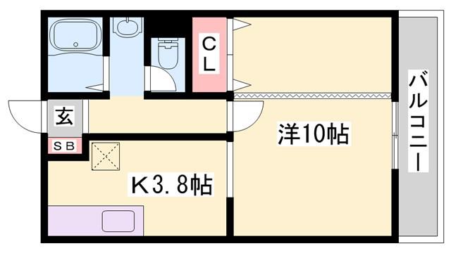 ハイツカリエンテ(1K/2階)の間取り写真