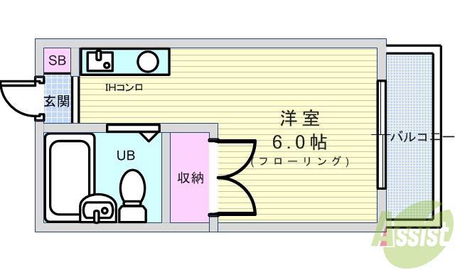 モアライフアサヒ(ワンルーム/2階)の間取り写真