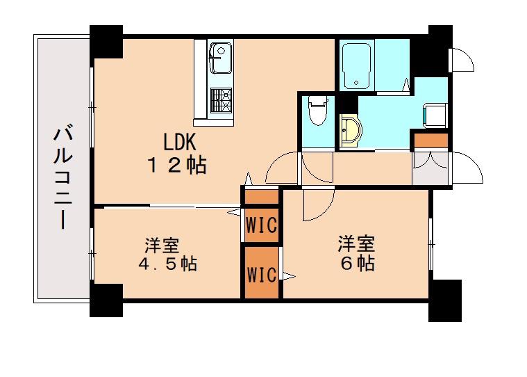 CASA FELICE(2LDK/4階)の間取り写真