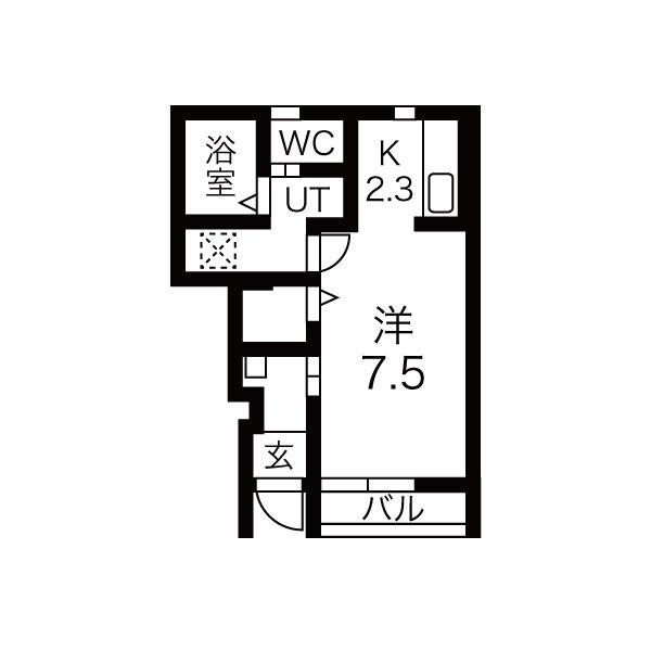KINGDOMII(ワンルーム/1階)の間取り写真