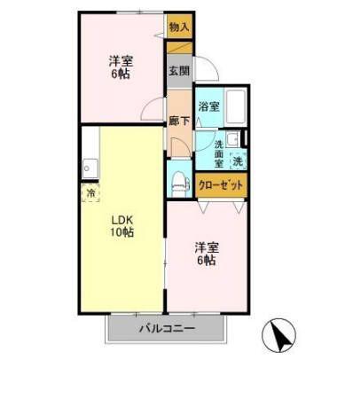 プリシェール逆井I(2LDK/2階)の間取り写真