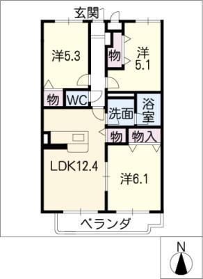 ジェントル ブリーズ(3LDK/1階)の間取り写真