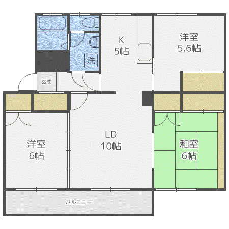 テレパレス月寒中央(3LDK/4階)の間取り写真