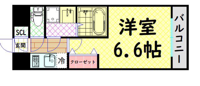 レジュールアッシュTAISHO LEGANT(1K/7階)の間取り写真