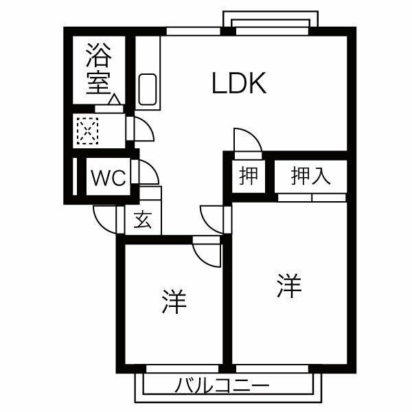 ドリームフォレスト楽田(2LDK/2階)の間取り写真