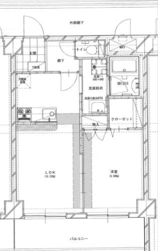 ローズパーク(1LDK/2階)の間取り写真
