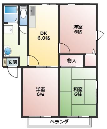 クイーンパレス(3DK/2階)の間取り写真