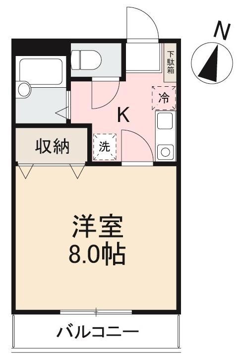 クレイドル橋谷I・II(1K/2階)の間取り写真