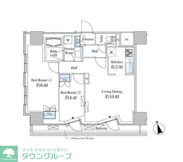 ベルファース芝浦タワー(2LDK/27階)の間取り写真