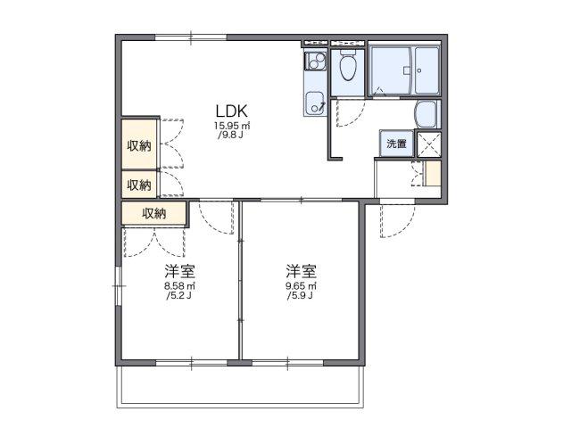 レオパレスクレヨンハウス(2LDK/2階)の間取り写真