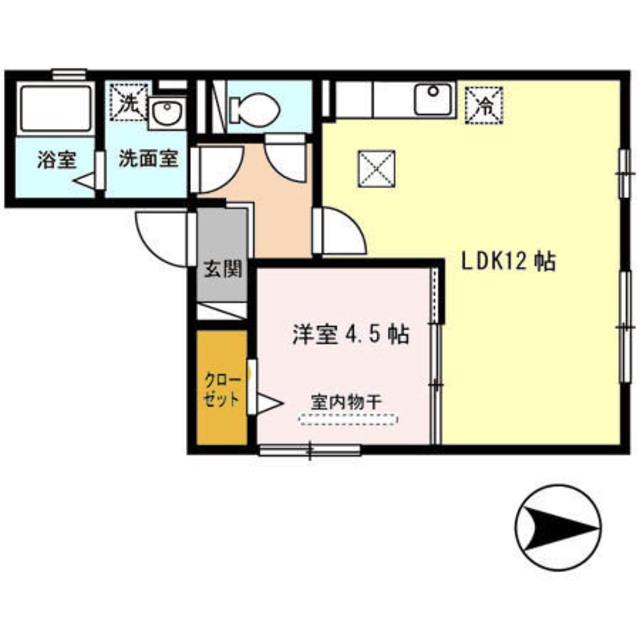メイト平野(1LDK/2階)の間取り写真