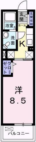 アクロポリスV(1K/2階)の間取り写真