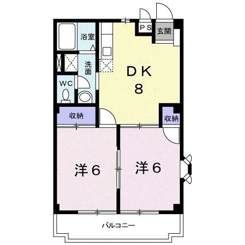 シェリーメゾン(2DK/1階)の間取り写真