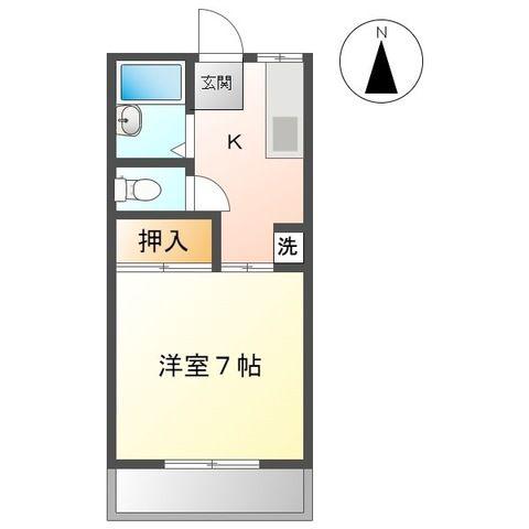 PAL音夢館(1K/2階)の間取り写真
