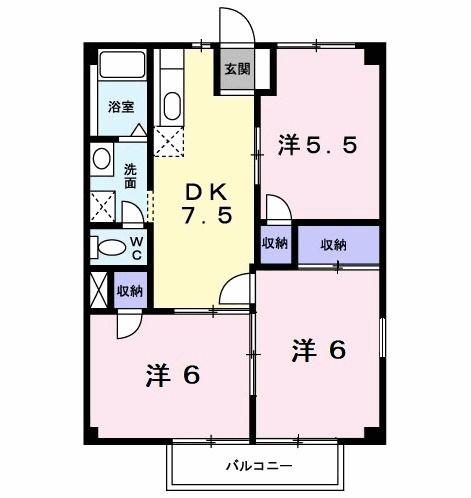 グリーンハイム(3DK/1階)の間取り写真