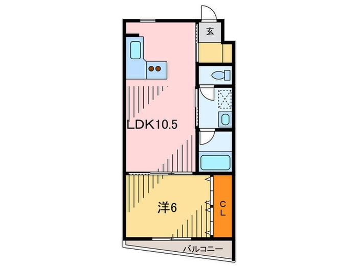 パラティーナエスタ仁川(1LDK/3階)の間取り写真