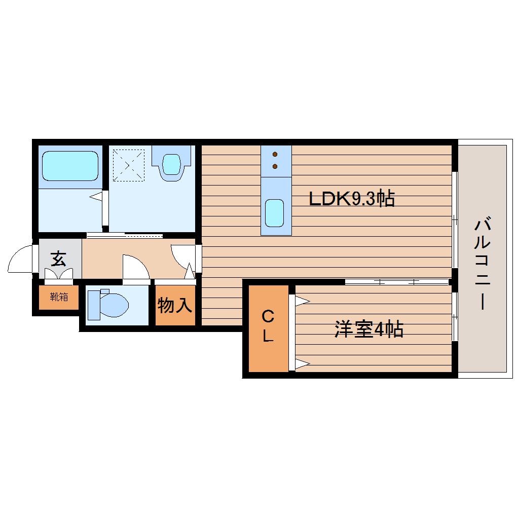 D-ROOM八乙女中央E棟(1LDK/1階)の間取り写真