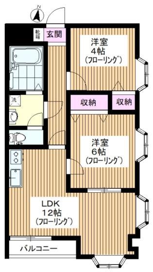 エスプワールたなか(2LDK/1階)の間取り写真