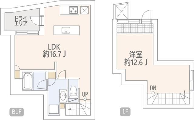 GRANDSTORY西麻布(1LDK/B1階)の間取り写真