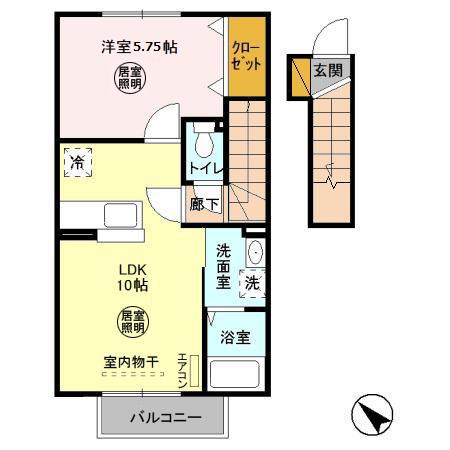 ルーチェ(1LDK/2階)の間取り写真