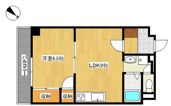 リバーコートB(1LDK/5階)の間取り写真