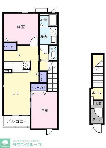 ビルファーレMK(2LDK/2階)の間取り写真
