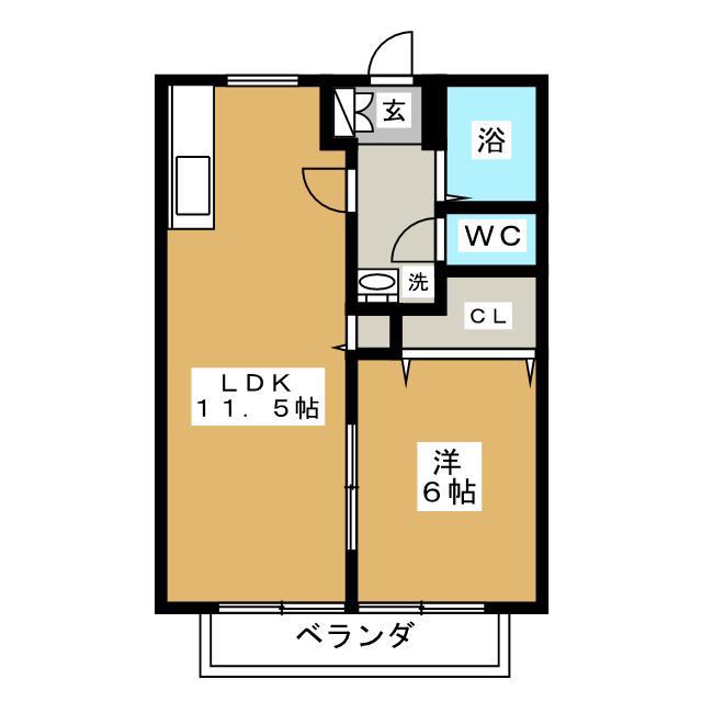 アノダハイツ(1LDK/2階)の間取り写真