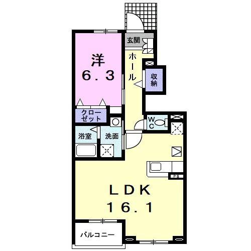 ジェルメI(1LDK/1階)の間取り写真