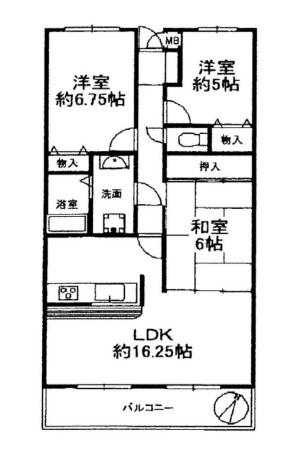 サンロイヤル加古川リバージュⅣ号館(3LDK/3階)の間取り写真