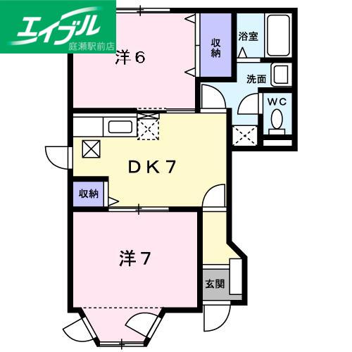 クレストールモリヤA棟(2DK/1階)の間取り写真