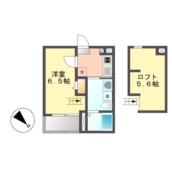 クレスト新富(1SK/1階)の間取り写真