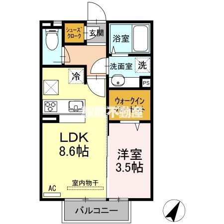ルーチェ・チアラ(1LDK/1階)の間取り写真