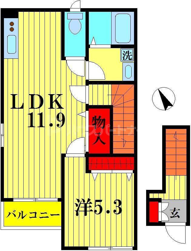 アマポーラ(1LDK/2階)の間取り写真