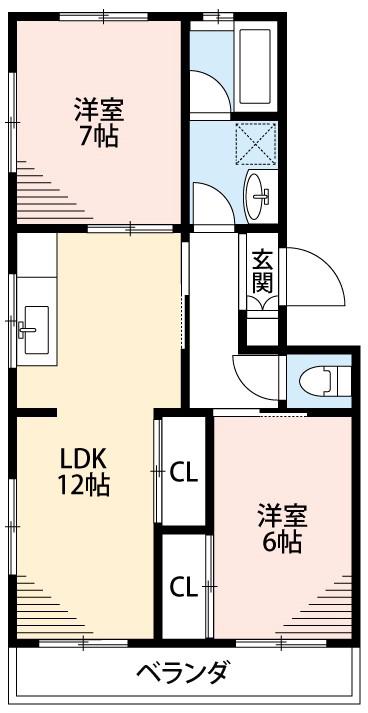 エステート伊奈(2LDK/1階)の間取り写真