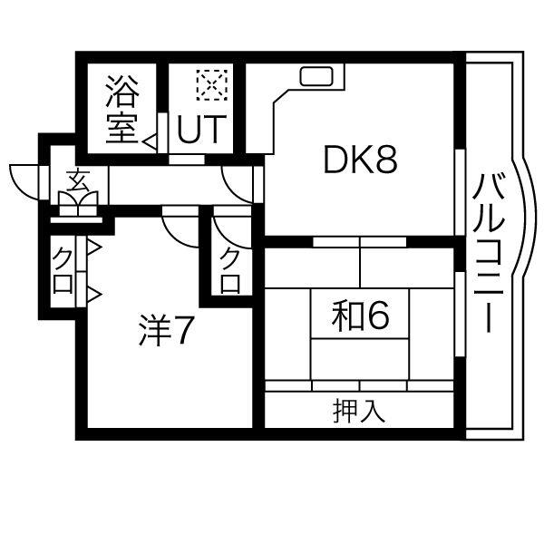 ビエント六甲Ⅱ(2LDK/1階)の間取り写真