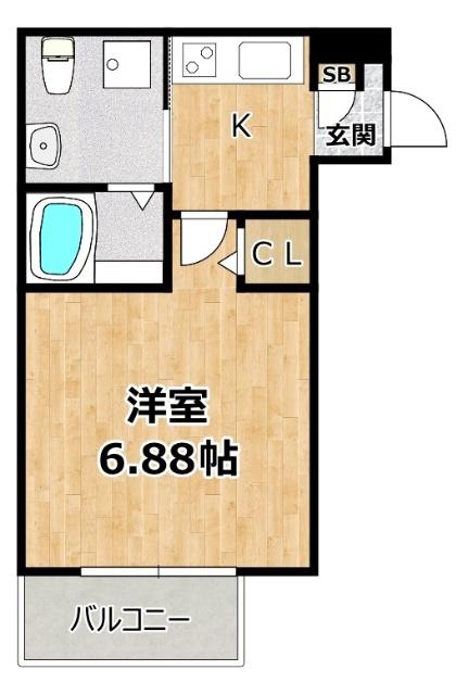CIEL神崎川(1K/1階)の間取り写真