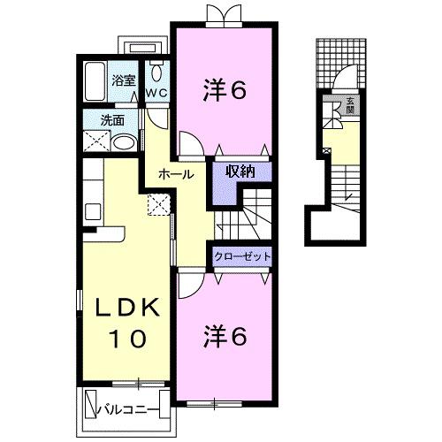 シンシア(2LDK/2階)の間取り写真