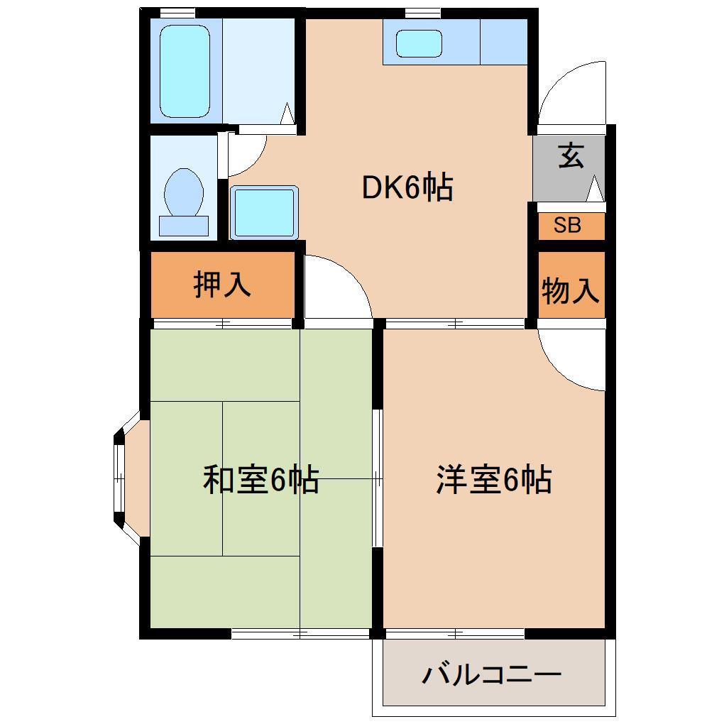 コーポエル(2DK/2階)の間取り写真