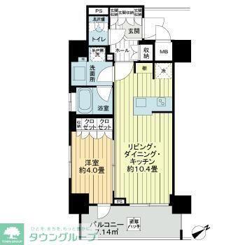 レックスお花茶屋ツインレジデンスウエスト(1LDK/11階)の間取り写真