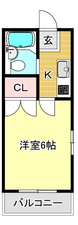 ウィステリア墨江(1K/2階)の間取り写真