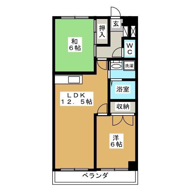 シティーハイツ木村(2LDK/1階)の間取り写真