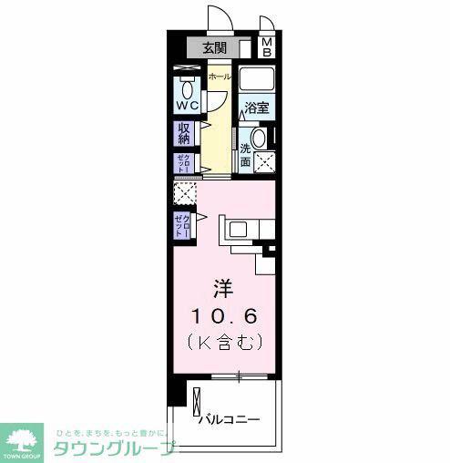 ル ポン ド ラルカンシェル(ワンルーム/9階)の間取り写真