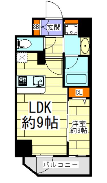 エステムコート堺筋本町(1LDK/12階)の間取り写真