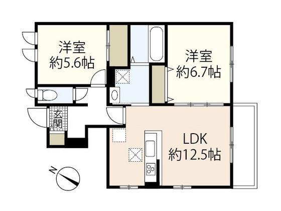 中山南五番街 C棟(2LDK/1階)の間取り写真
