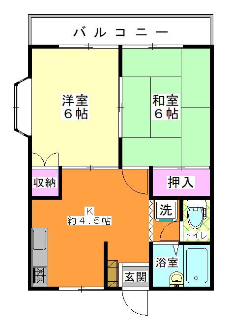 コーポアイリス(2K/1階)の間取り写真