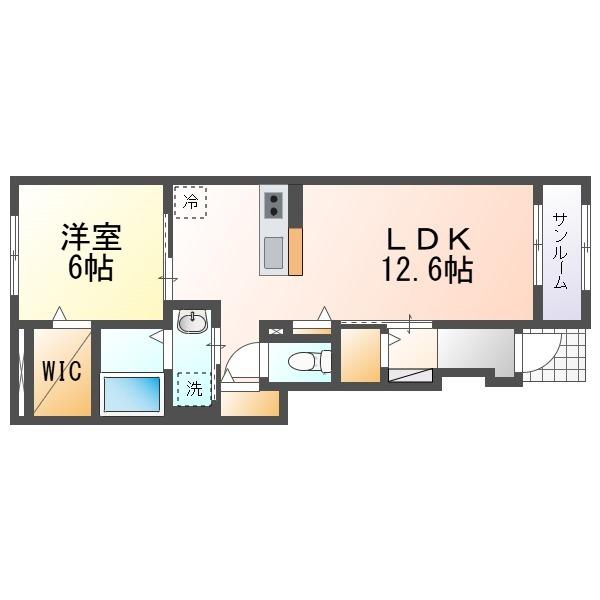 PETTIA(1LDK/1階)の間取り写真