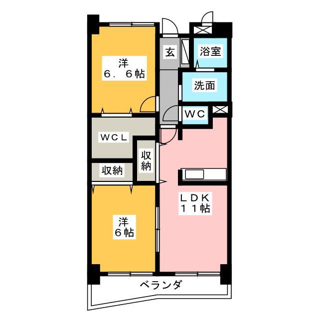 グランディール(2LDK/2階)の間取り写真