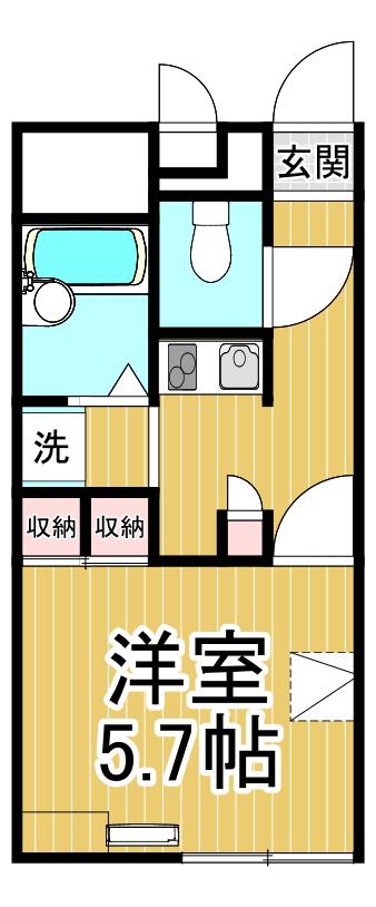 レオパレスセリバテール仁川(1K/1階)の間取り写真
